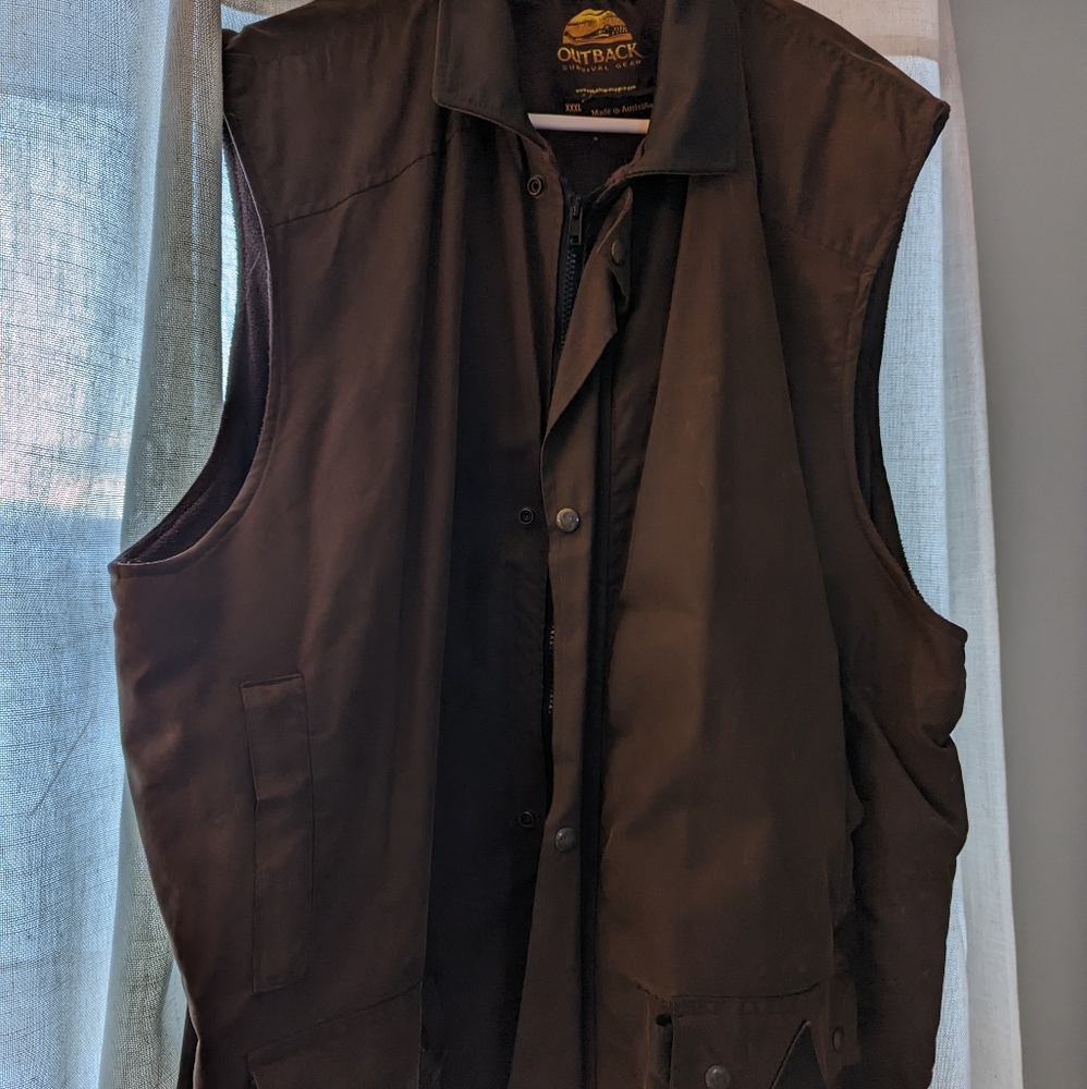 Outback canvas/leather brown men's XXXL vest
